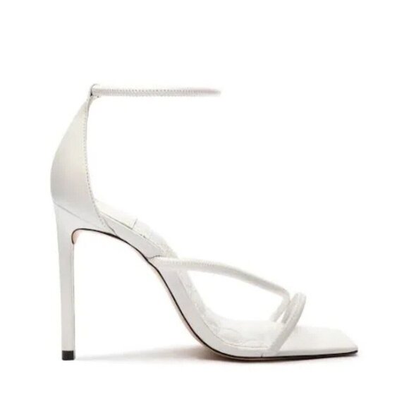 SCHUTZ Gaiah Ankle Strap Sandals in White Leather Size 7 EUC (C) - Picture 3 of 11